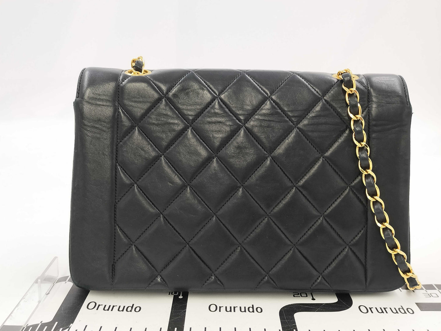 CHANEL Diana Matelasse Chain Shoulder Bag in Black with Turnlock closure