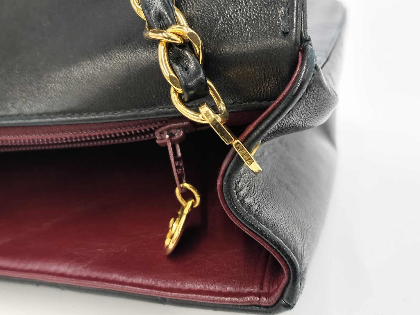 CHANEL Diana Matelasse Chain Shoulder Bag in Black with Turnlock closure