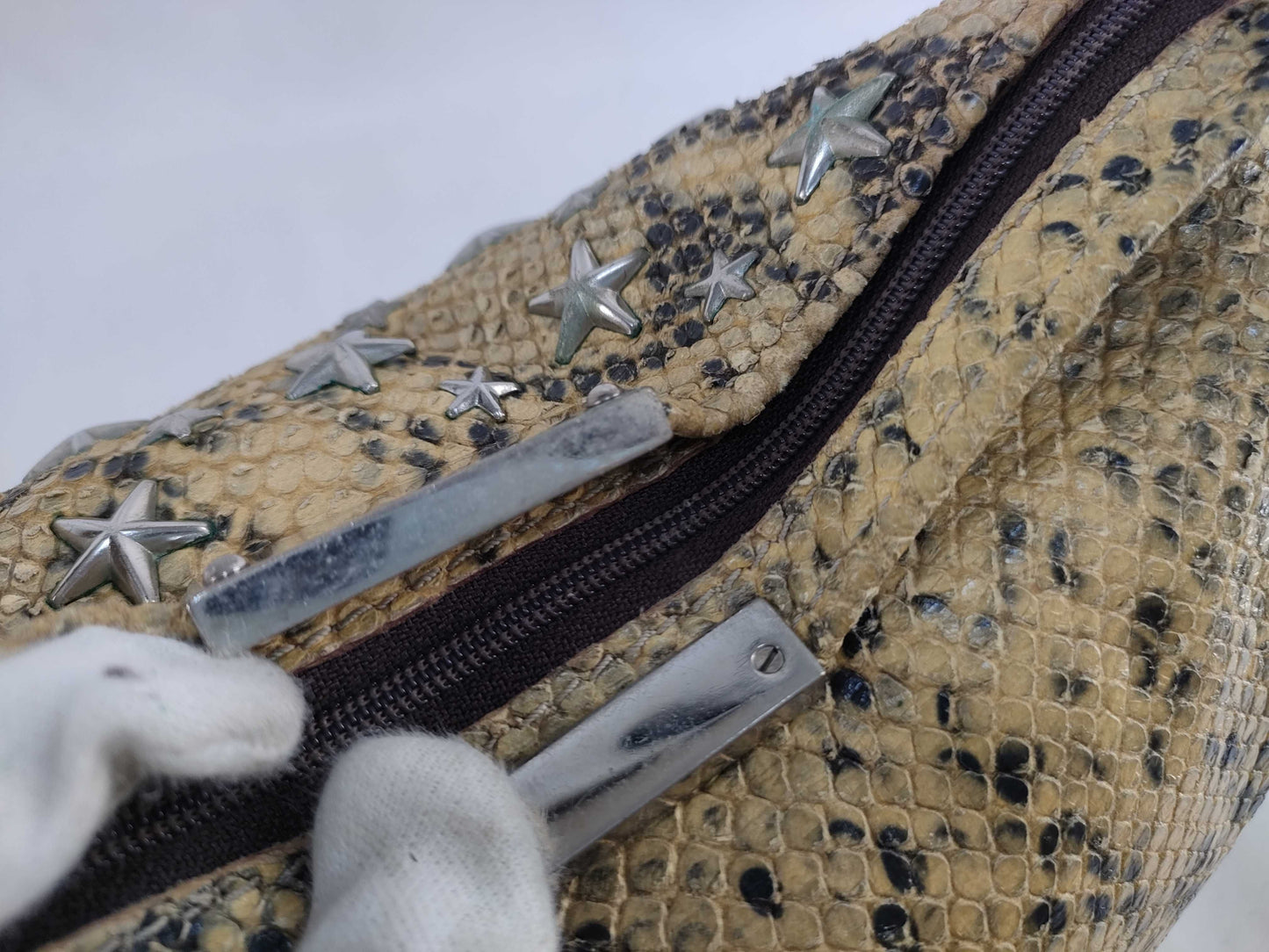 JIMMY CHOO Pouch Clutch Bag Star Python Print Clutch Bag