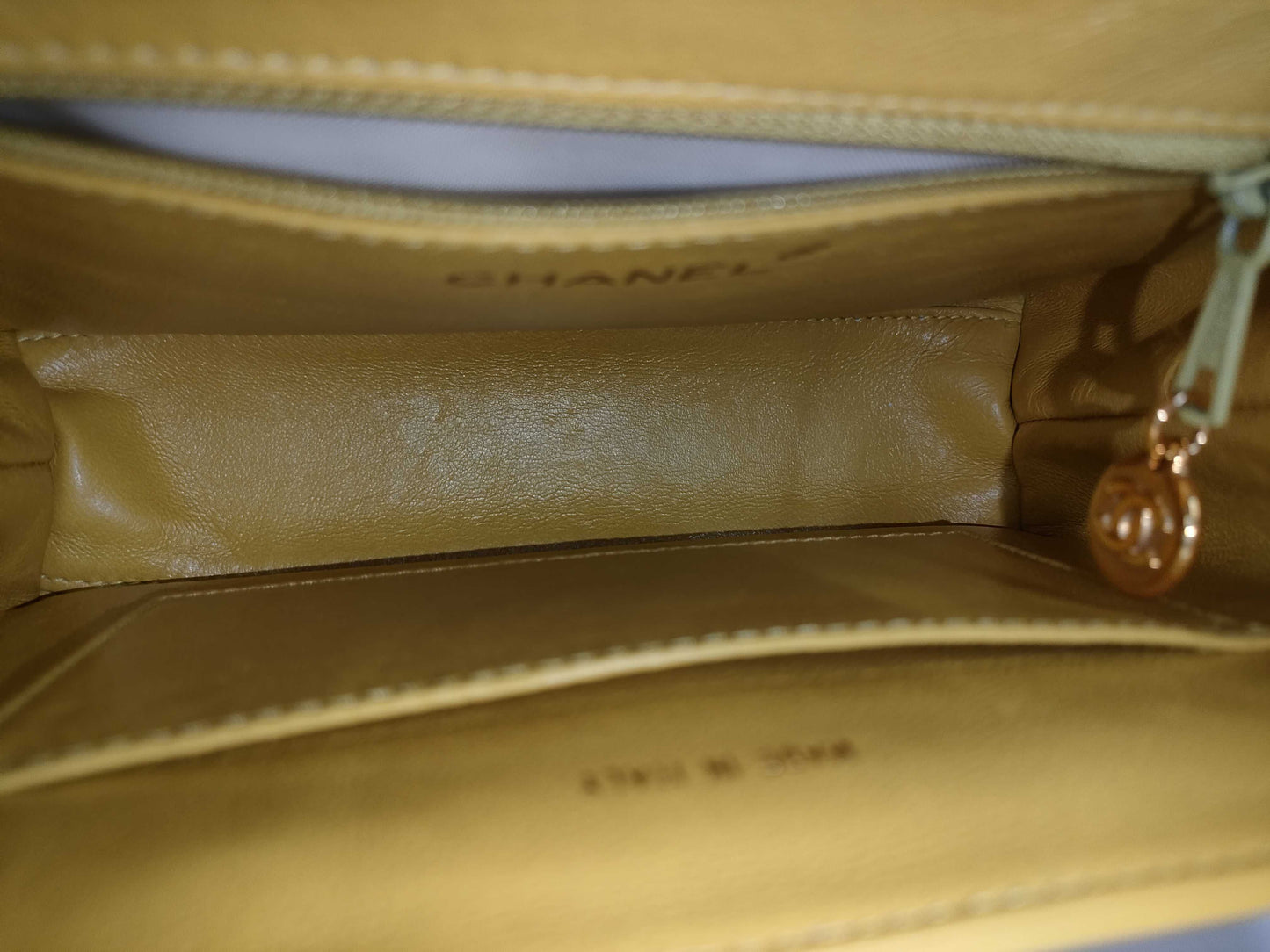 CHANEL Top Handle Lambskin Handbag with Turn Lock, Yellow
