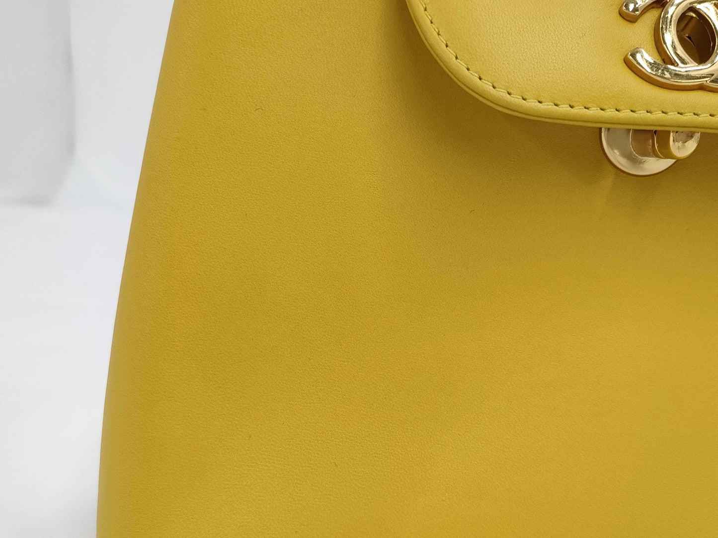 CHANEL Top Handle Lambskin Handbag with Turn Lock, Yellow