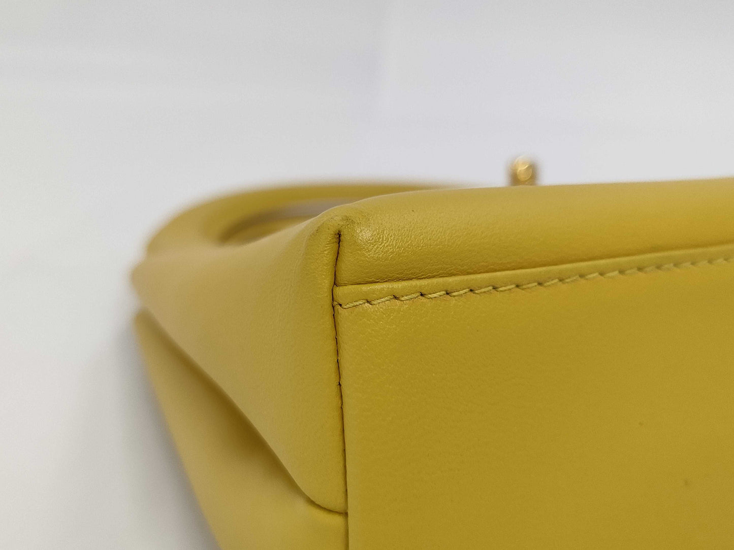 CHANEL Top Handle Lambskin Handbag with Turn Lock, Yellow