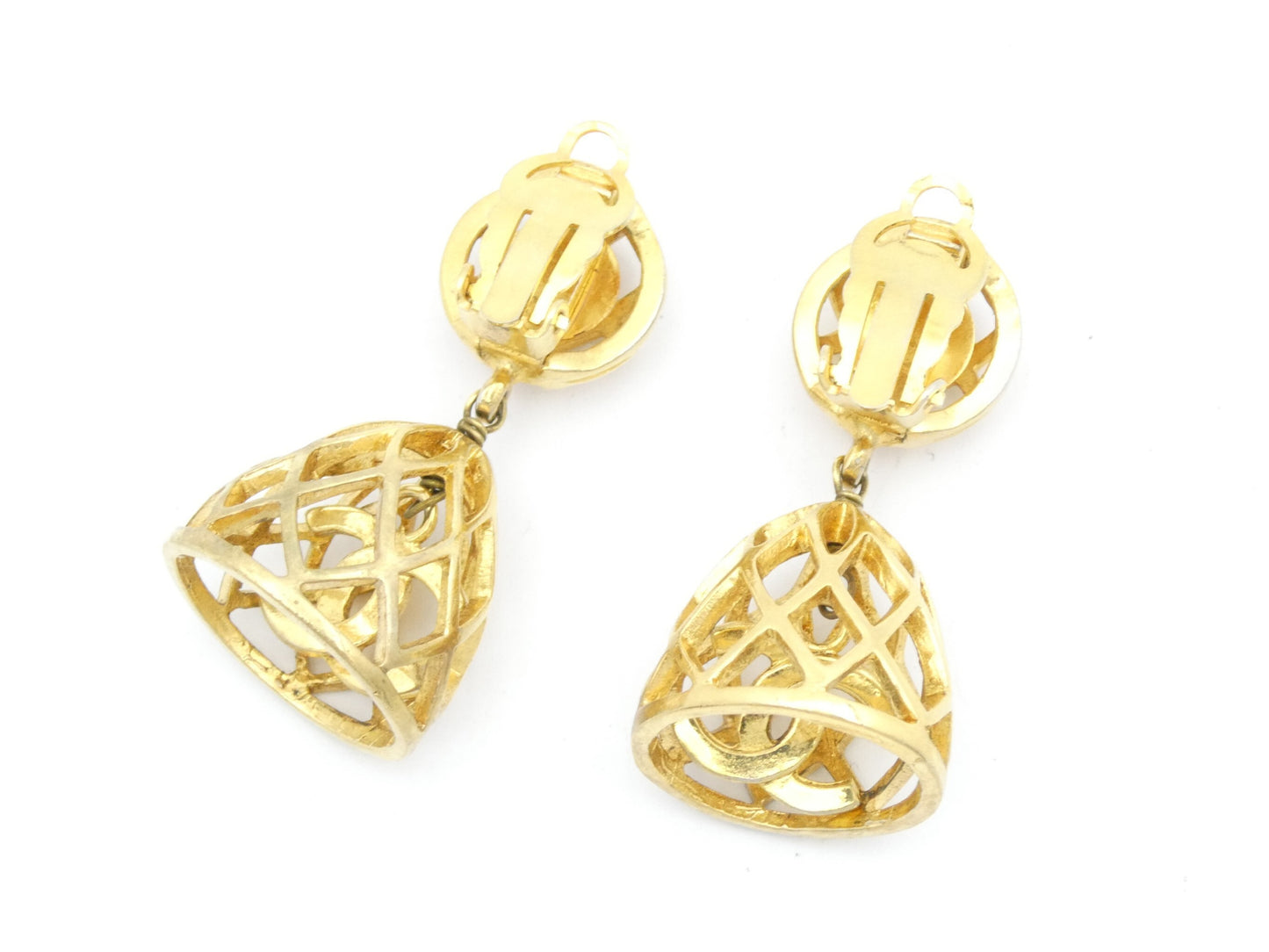 CHANEL Coco Mark Swing Bell Birdcage Earrings