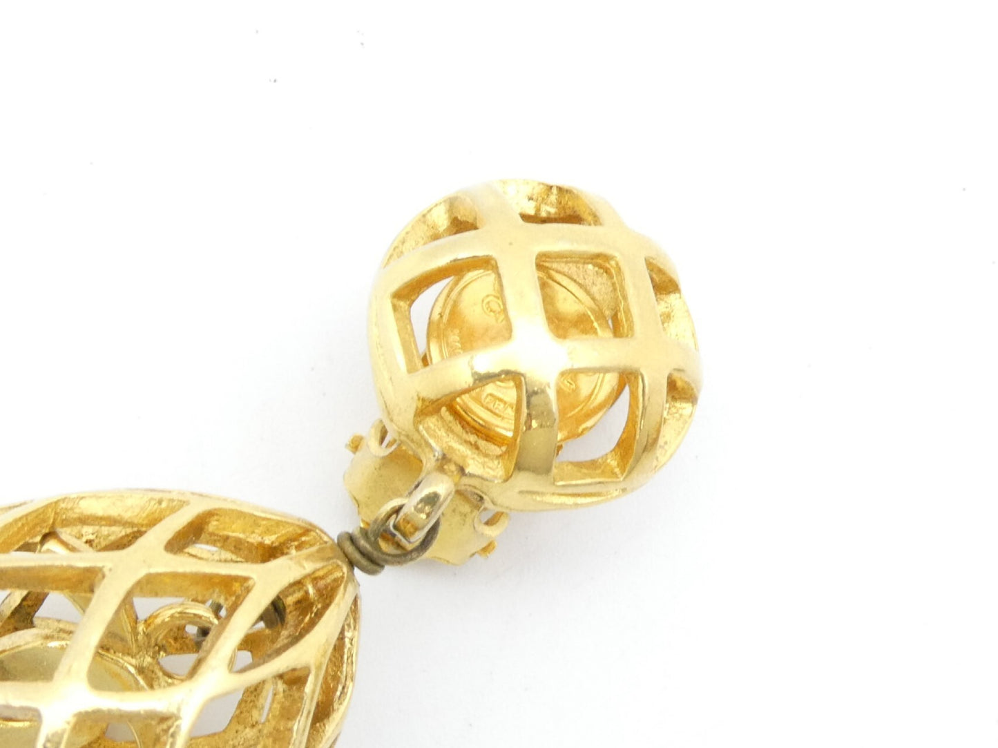 CHANEL Coco Mark Swing Bell Birdcage Earrings