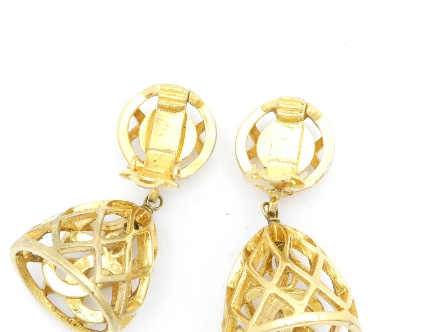 CHANEL Coco Mark Swing Bell Birdcage Earrings