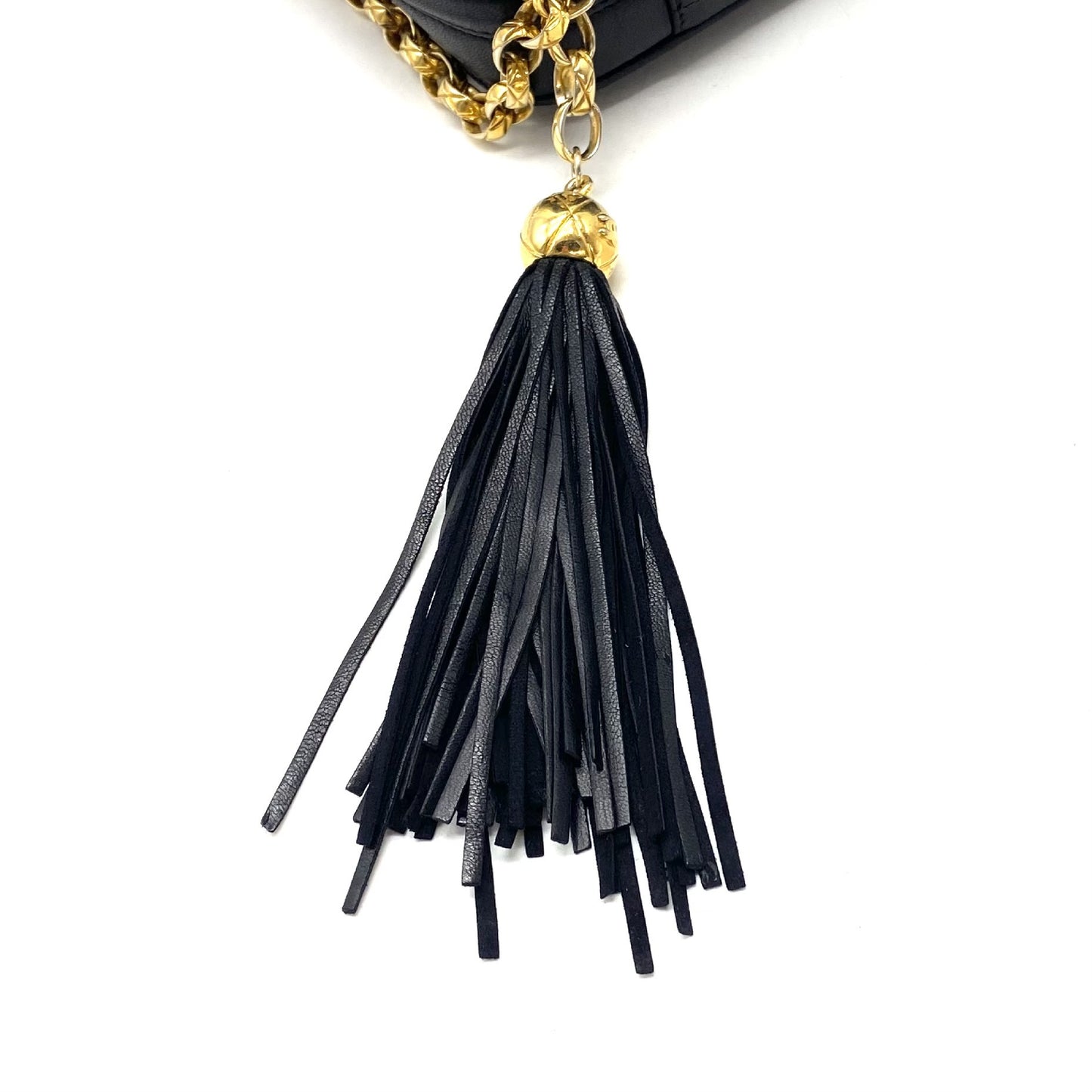 CHANEL CHANEL Mademoiselle Coco Mark Fringe Lambskin Jeweled Chain Shoulder Bag