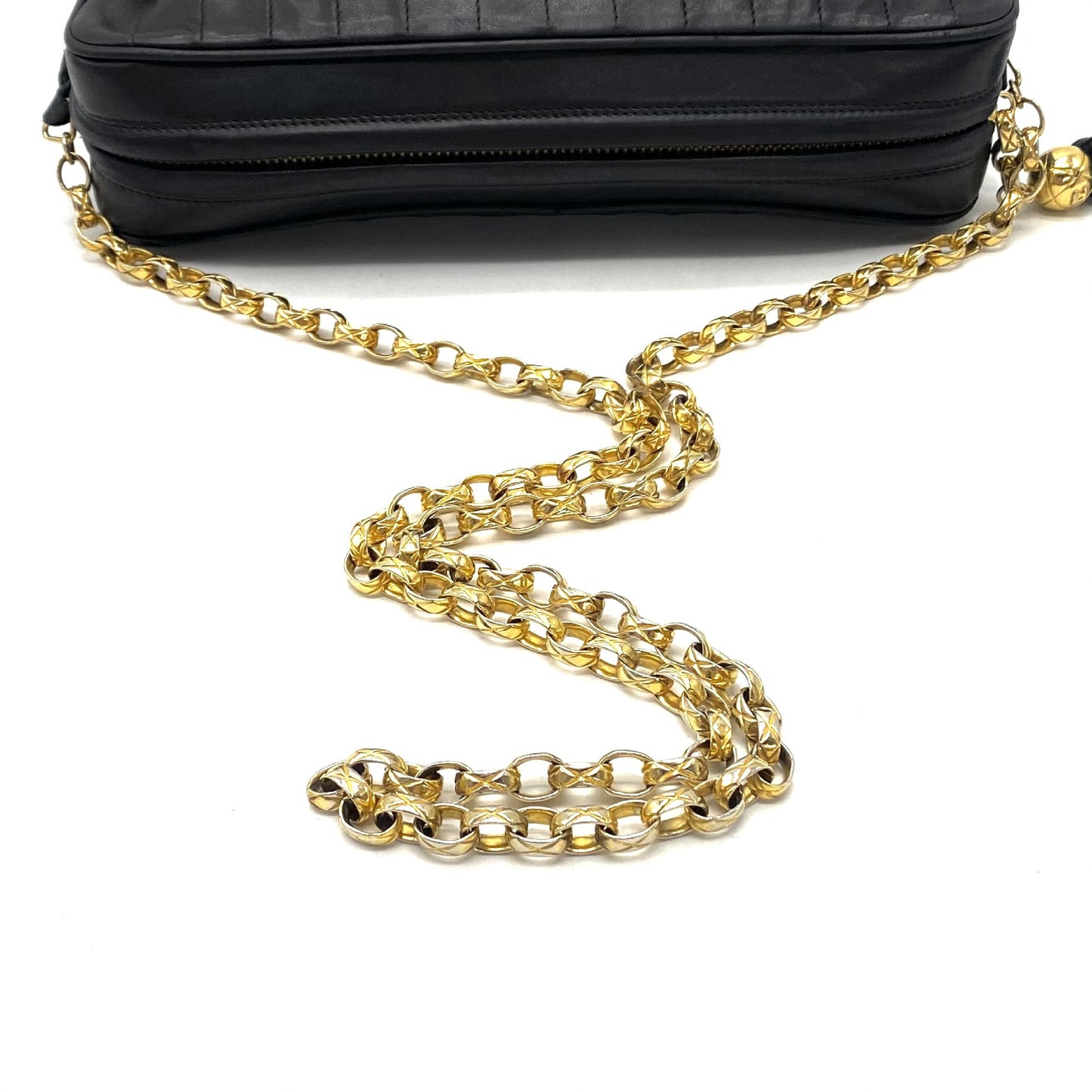 CHANEL CHANEL Mademoiselle Coco Mark Fringe Lambskin Jeweled Chain Shoulder Bag