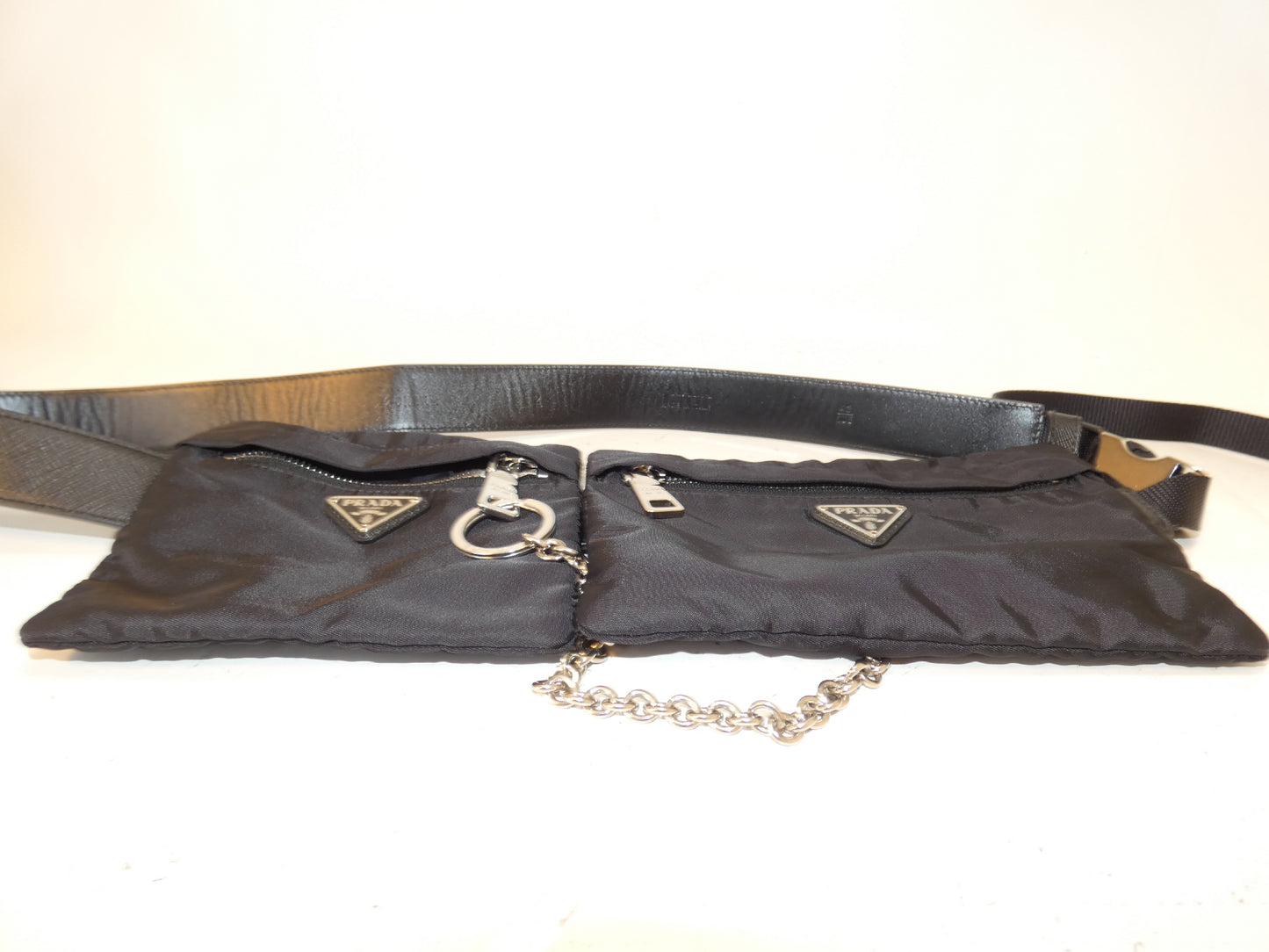 PRADA Belt Bag, Saffiano Nylon, Black, Shoulder/Waist Bag