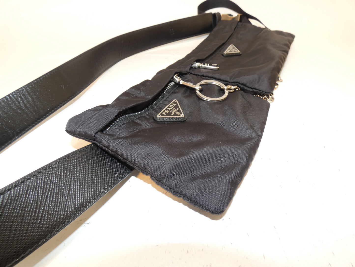 PRADA Belt Bag, Saffiano Nylon, Black, Shoulder/Waist Bag
