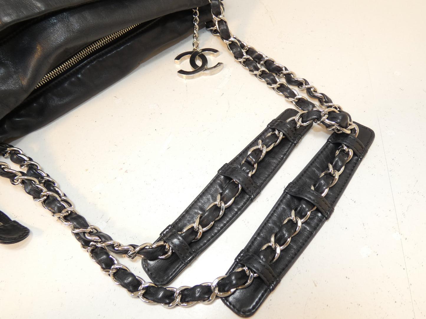 CHANEL Deca Coco Lambskin Black Chain Shoulder Bag