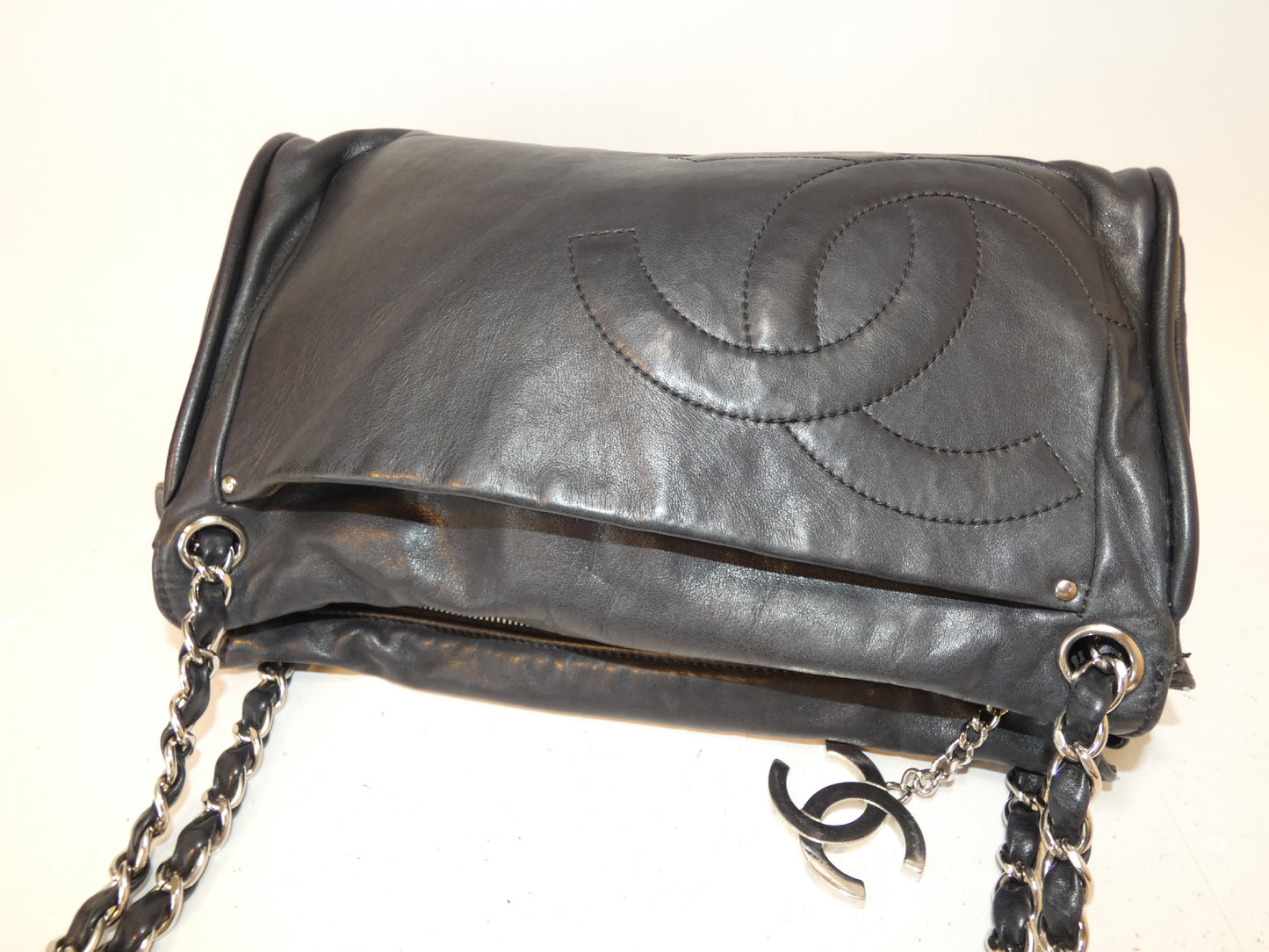 CHANEL Deca Coco Lambskin Black Chain Shoulder Bag