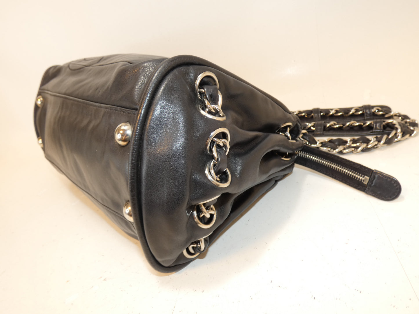 CHANEL Deca Coco Lambskin Black Chain Shoulder Bag
