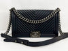 CHANEL Boy Chevron Wrinkled Shoulder Bag, W25cm, Approx. 20s, Vintage S Hardware, Dark Color, with Seal, 20772622