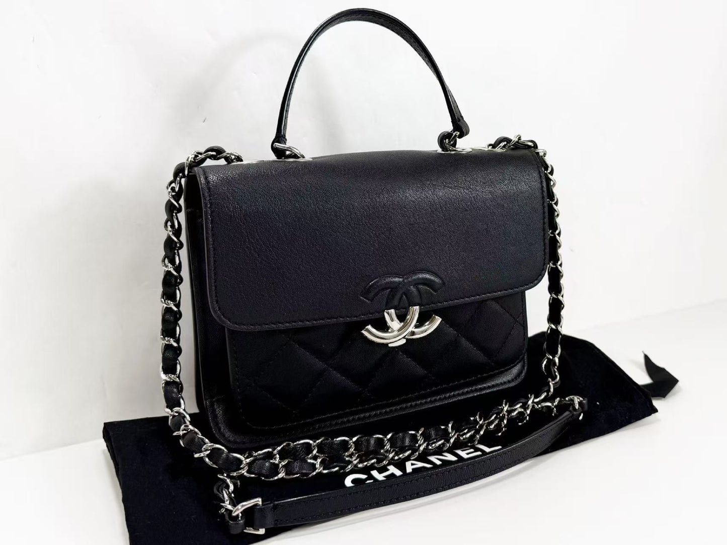 CHANEL Black Matelasse Half Coco Shoulder Bag, W20cm, Approx. 25 Series, Silver Hardware, Dust Bag and Sticker Included, 25363846