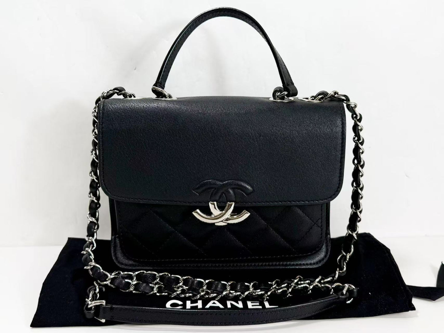 CHANEL Black Matelasse Half Coco Shoulder Bag, W20cm, Approx. 25 Series, Silver Hardware, Dust Bag and Sticker Included, 25363846
