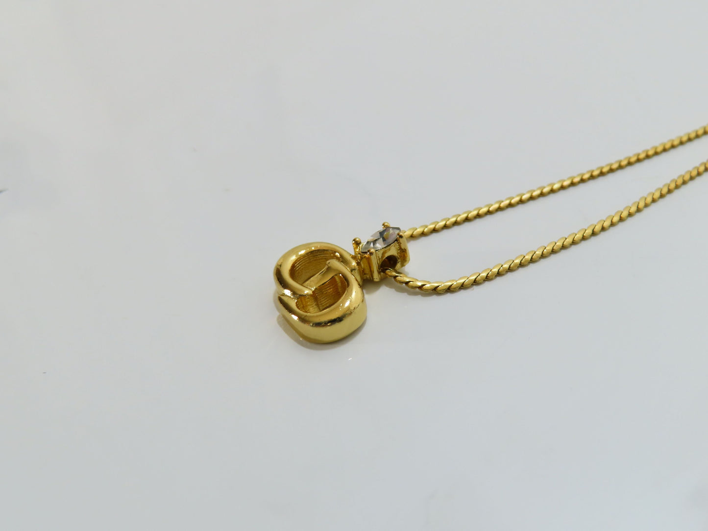 Christian Dior DIORNC logo necklace with rhinestones