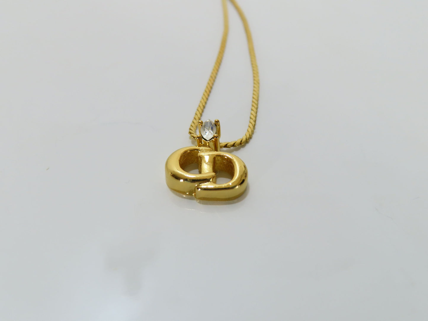Christian Dior DIORNC logo necklace with rhinestones