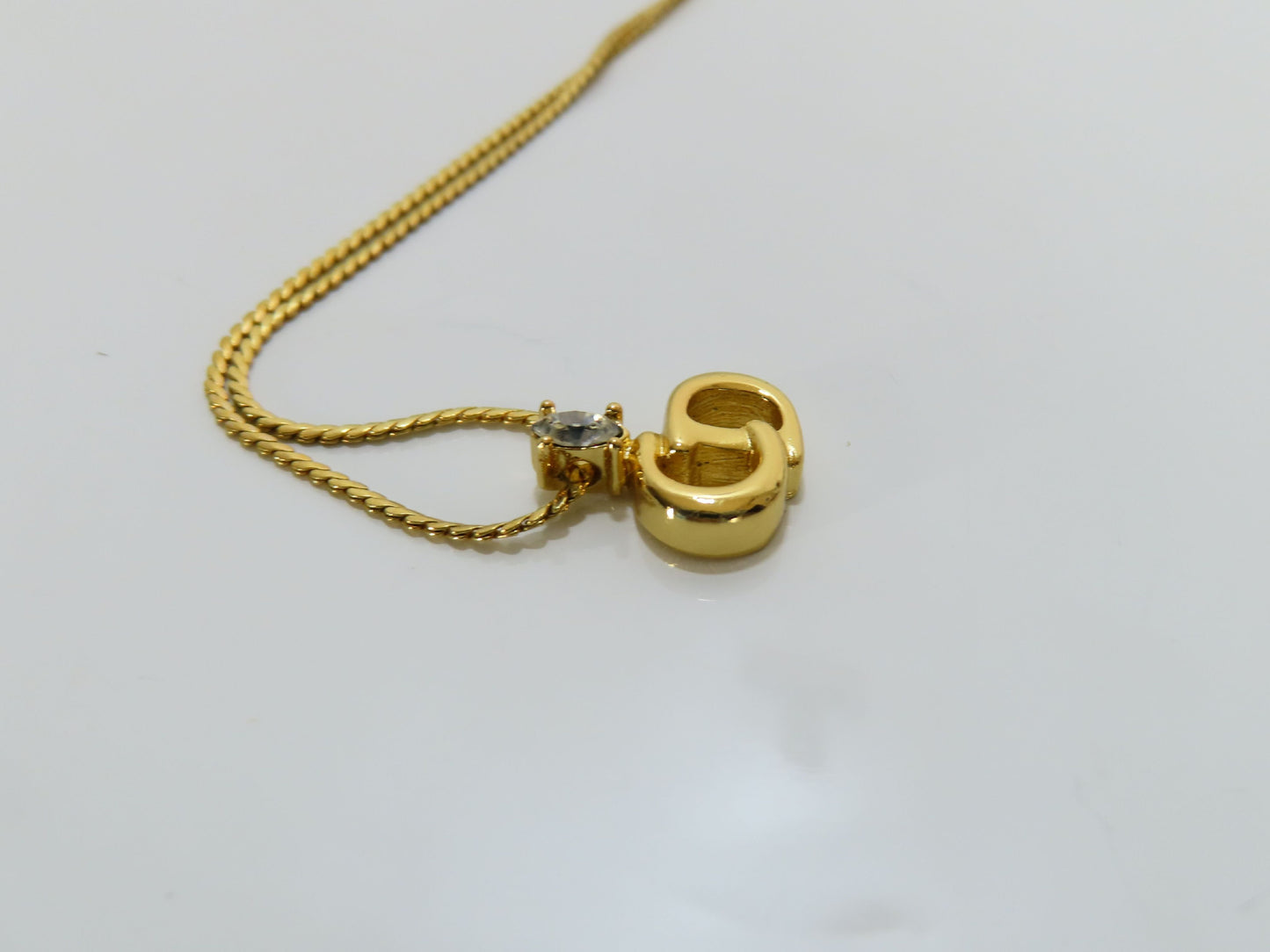 Christian Dior DIORNC logo necklace with rhinestones