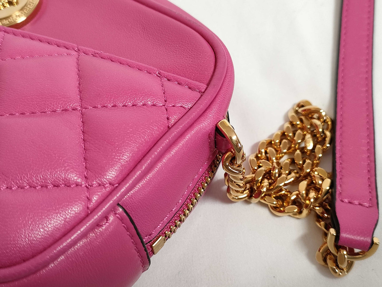 VERSACE Medusa Leather Shoulder Bag in Red