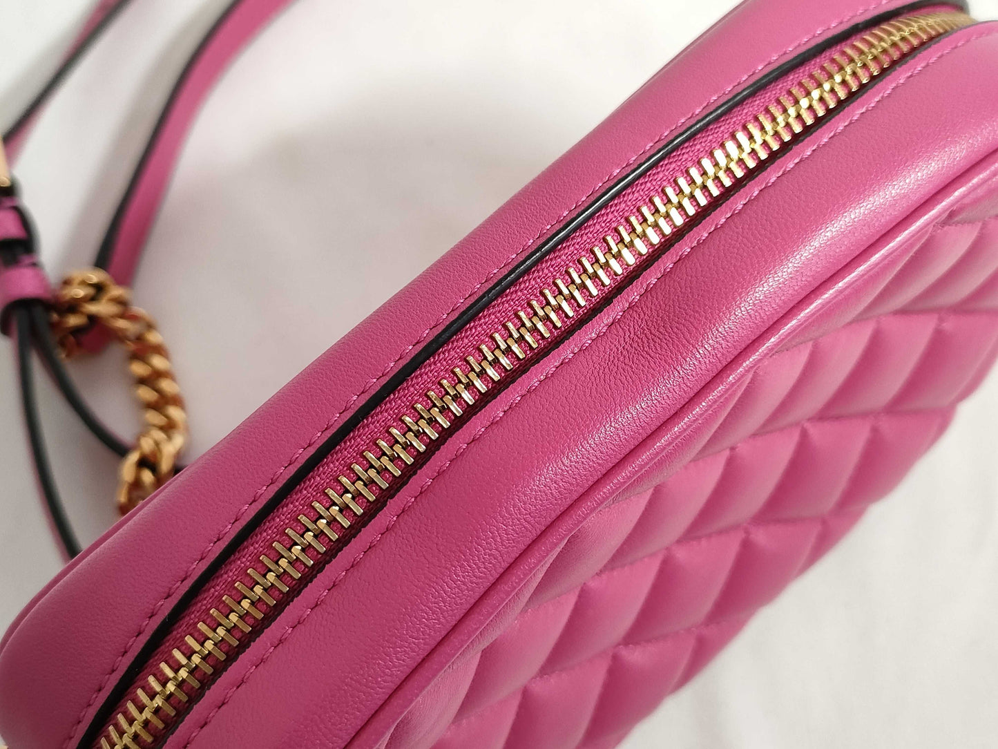 VERSACE Medusa Leather Shoulder Bag in Red