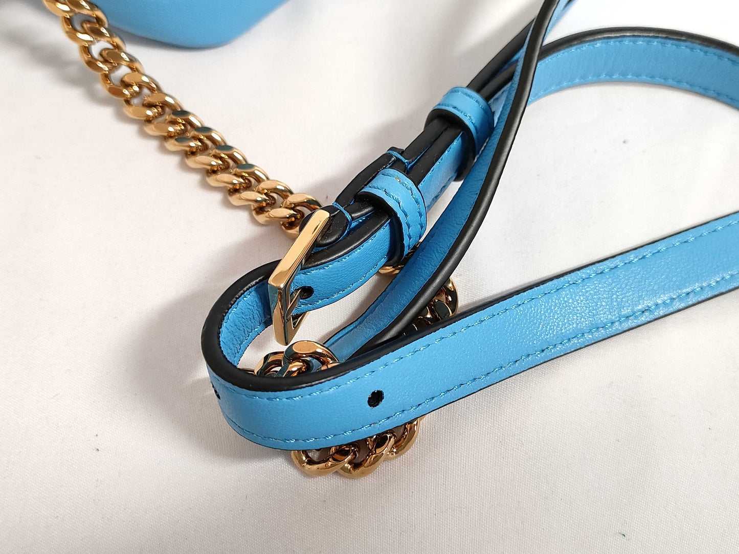 VERSACE Medusa Leather Shoulder Bag, Blue