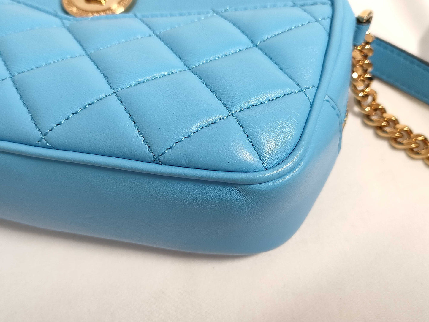 VERSACE Medusa Leather Shoulder Bag, Blue