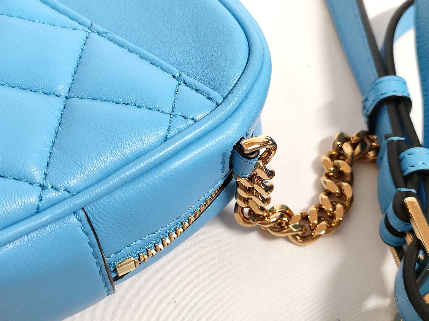 VERSACE Medusa Leather Shoulder Bag, Blue