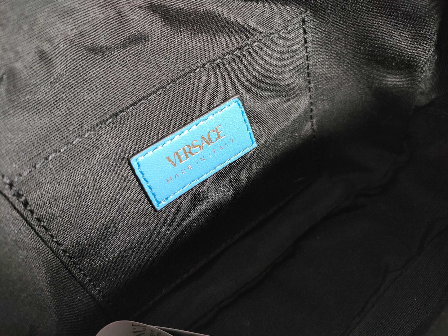 VERSACE Medusa Leather Shoulder Bag, Blue