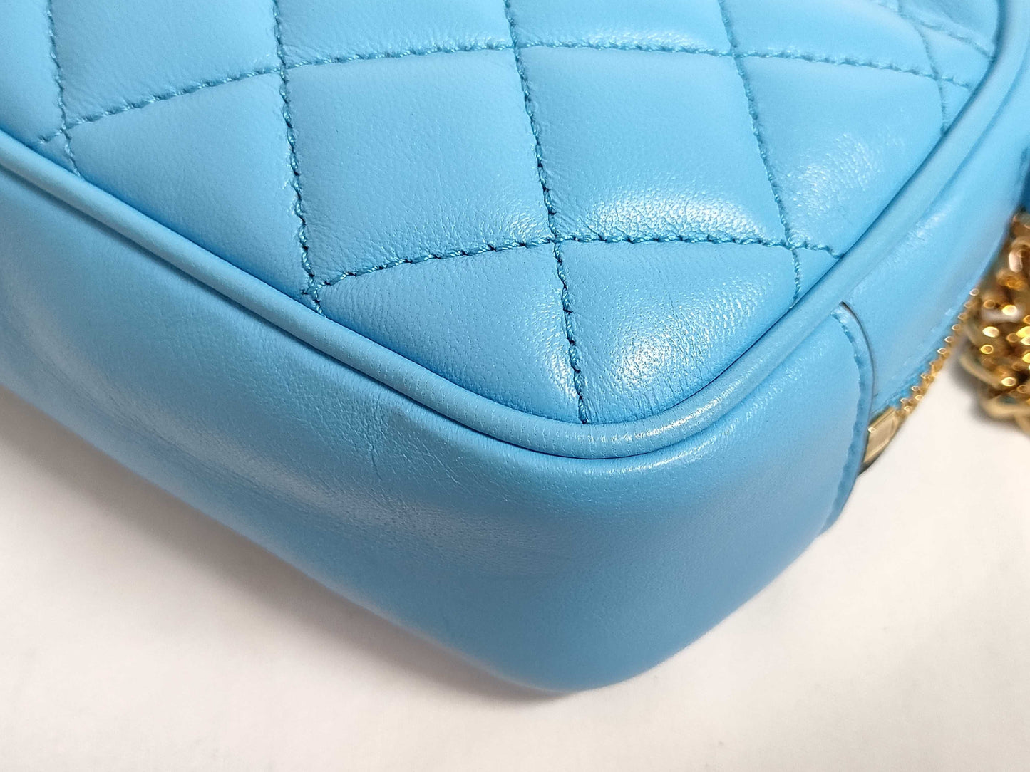 VERSACE Medusa Leather Shoulder Bag, Blue