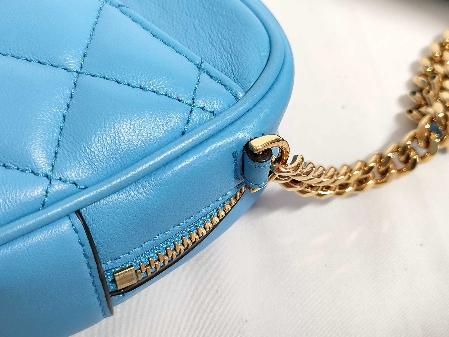 VERSACE Medusa Leather Shoulder Bag, Blue
