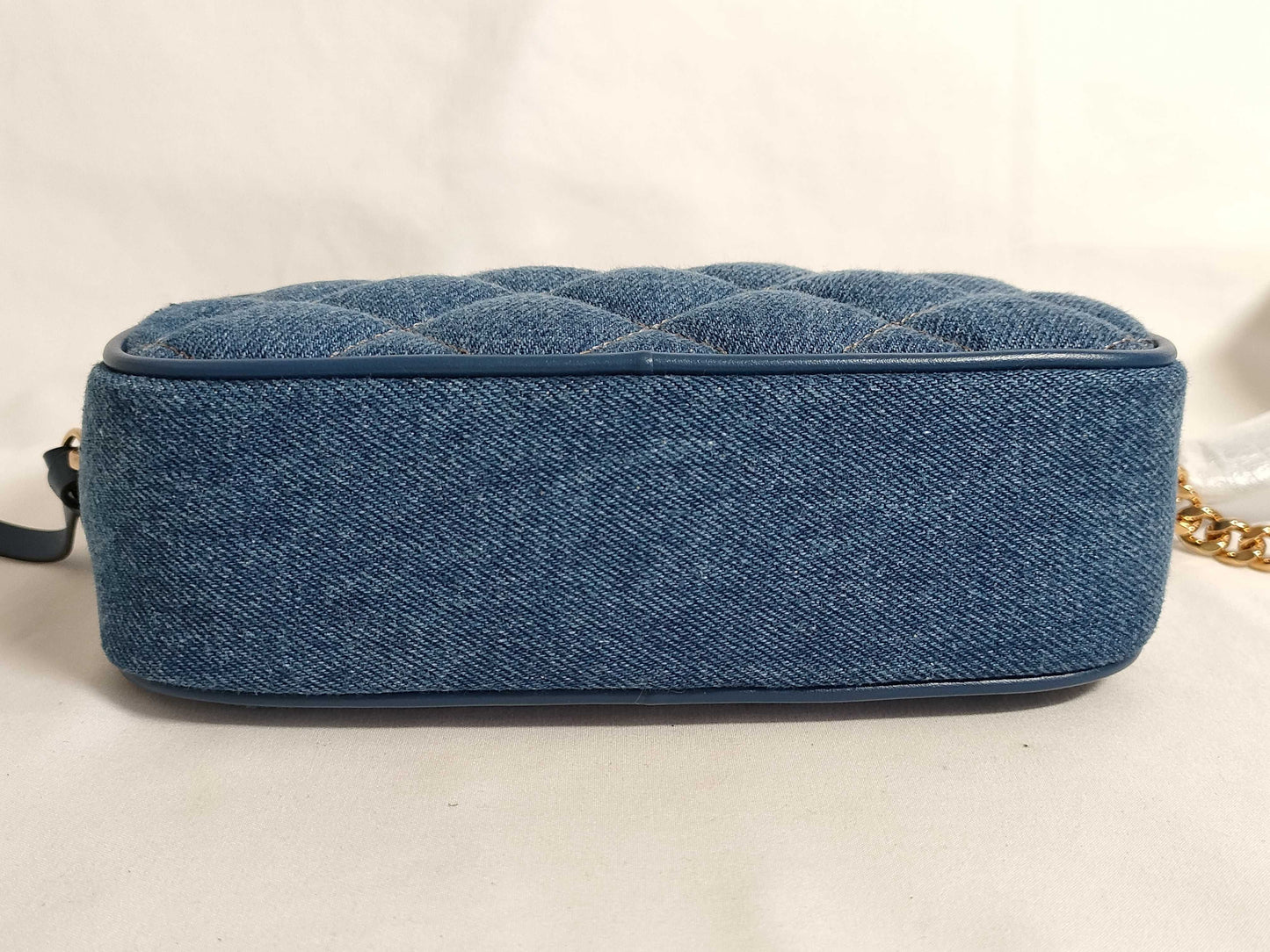 VERSACE Medusa Leather Shoulder Bag with Denim