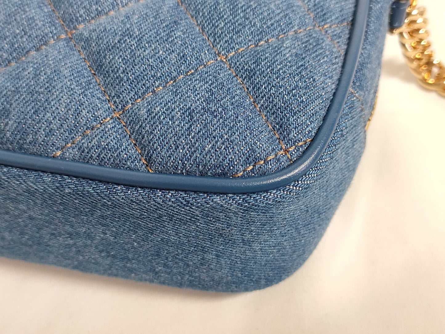 VERSACE Medusa Leather Shoulder Bag with Denim