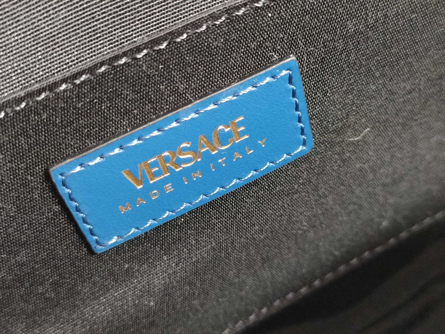 VERSACE Medusa Leather Shoulder Bag with Denim