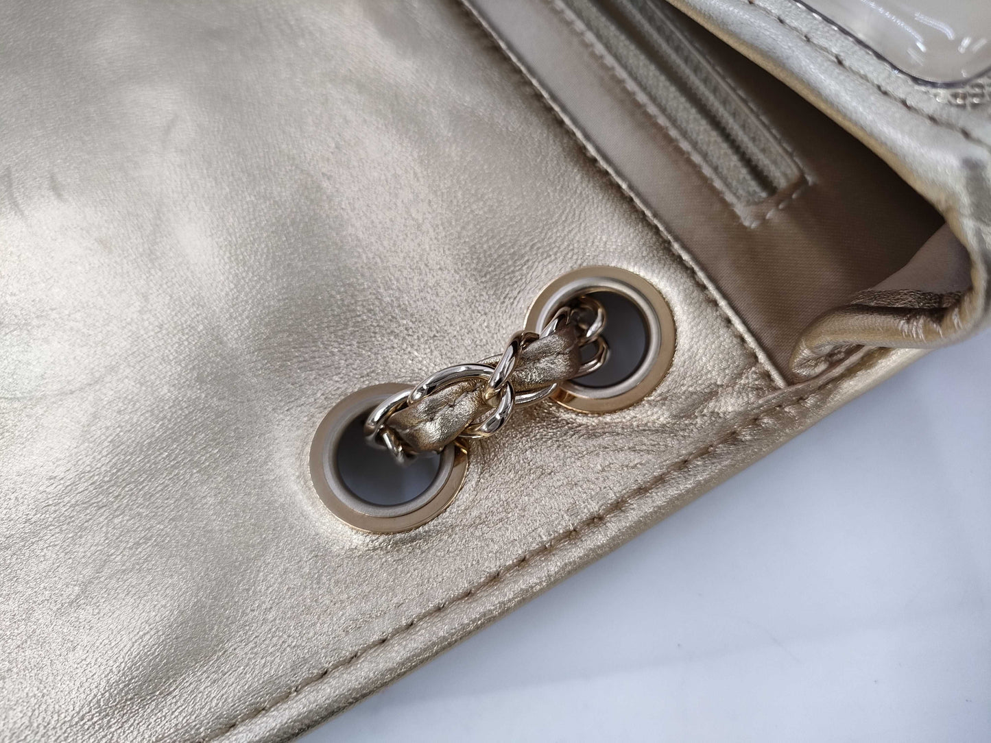 CHANEL Ice Cube Chain Shoulder Bag, Single Flap, Gold