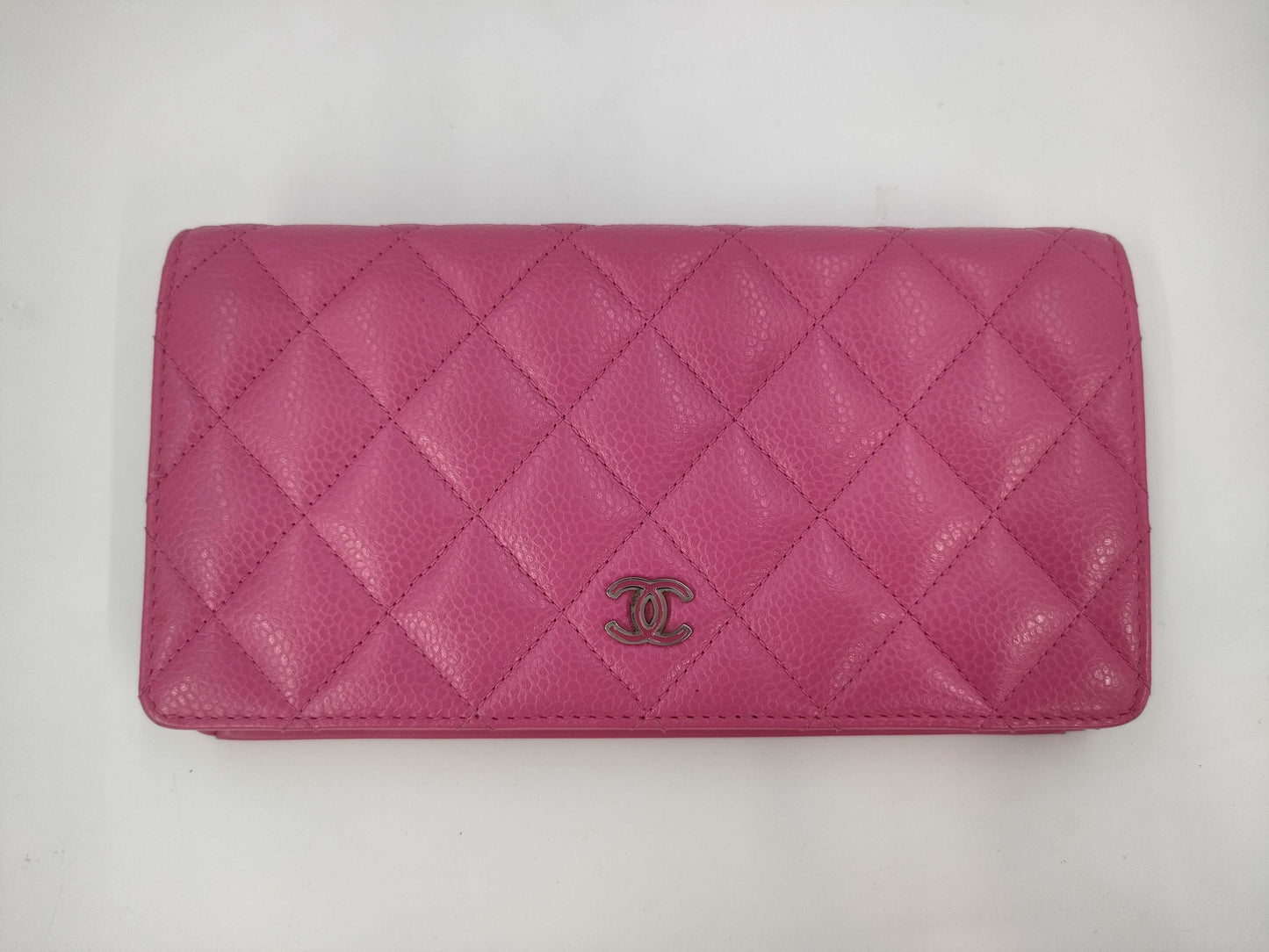 CHANEL Caviar Skin Matelasse Long Wallet with Coco Mark SV Hardware and Pink Seal, 21086404, Box and Dust Bag Included