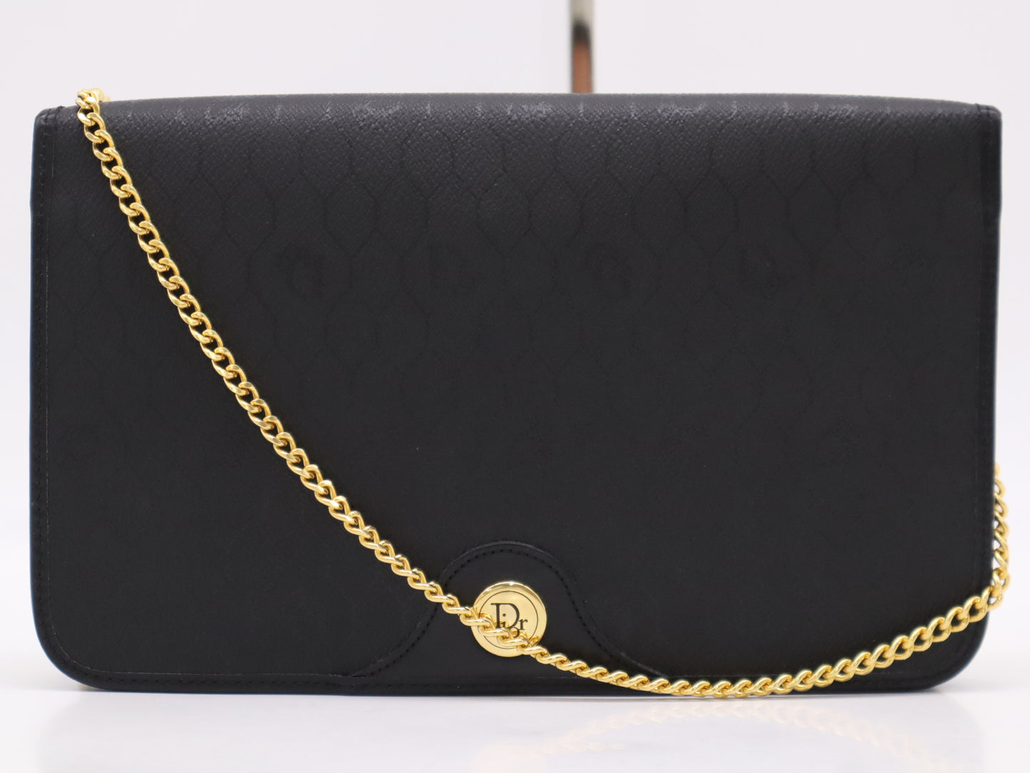 Dior Leather Honeycomb Pattern Chain Shoulder Bag Black Shoulder Bag