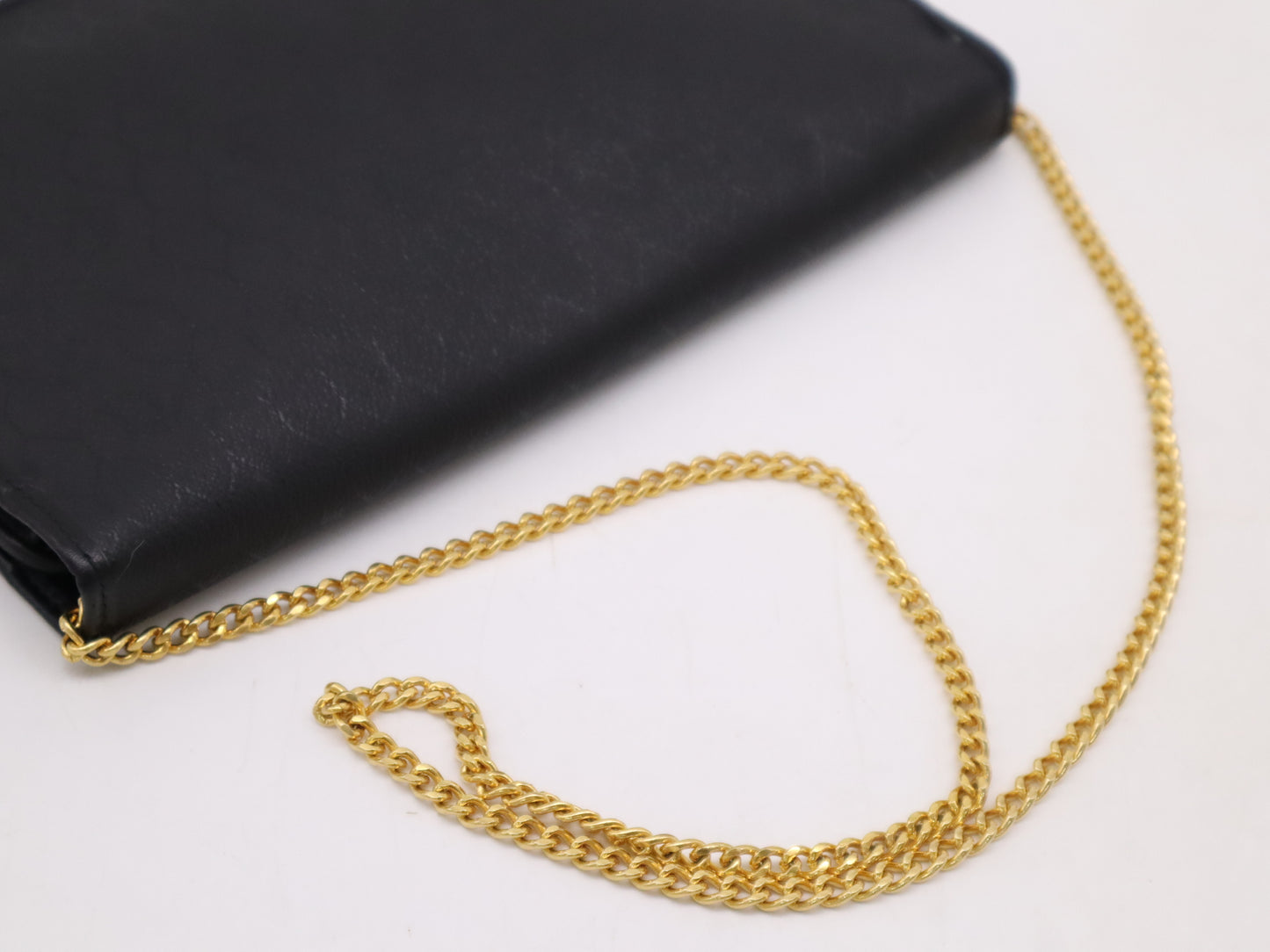 Dior Leather Honeycomb Pattern Chain Shoulder Bag Black Shoulder Bag