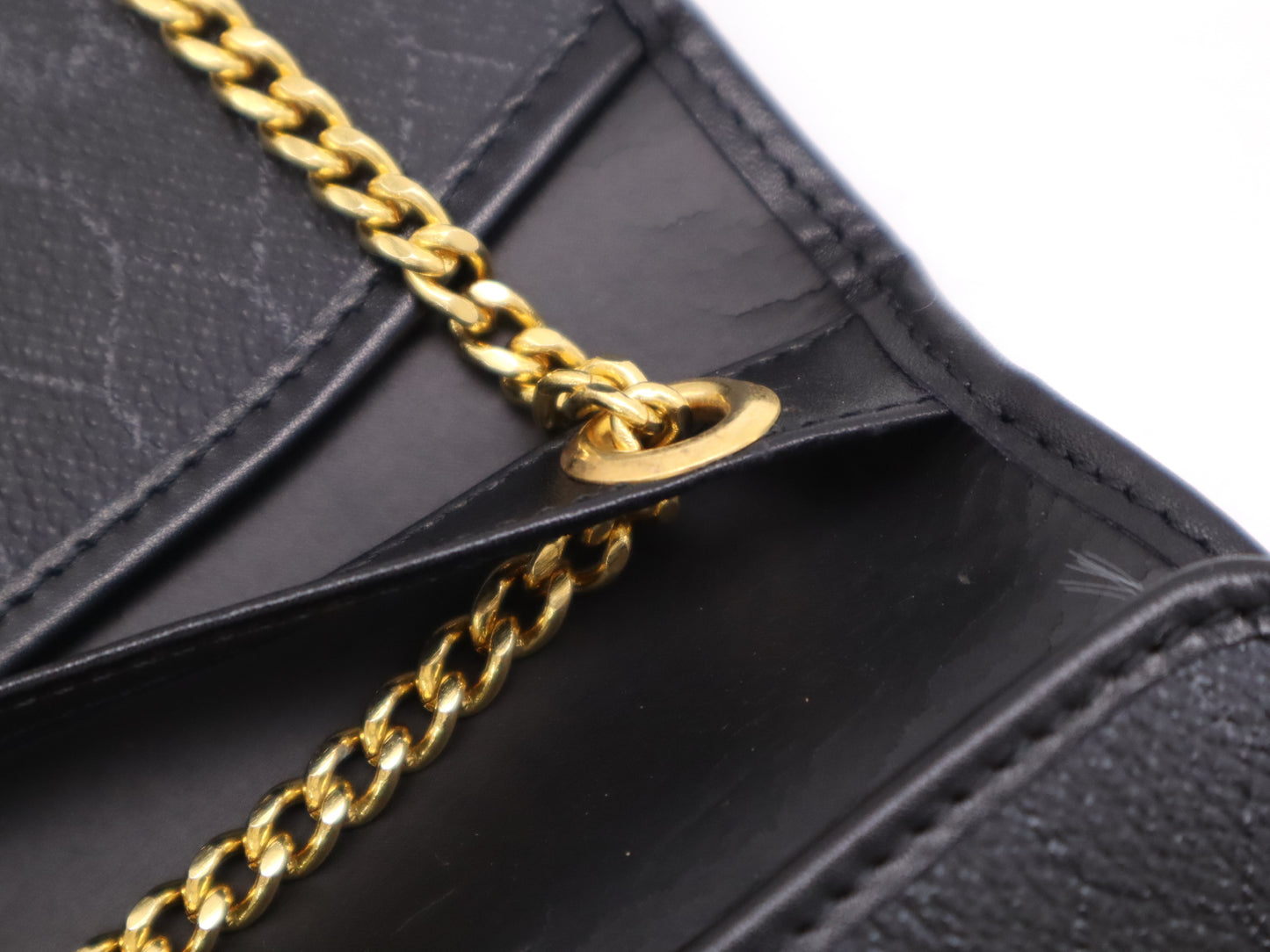 Dior Leather Honeycomb Pattern Chain Shoulder Bag Black Shoulder Bag