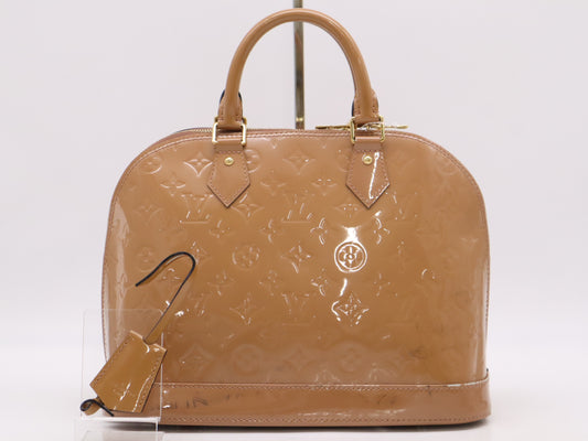 LOUIS VUITTON M91583 Vernis Alma Rose Velour Handbag with Cloche
