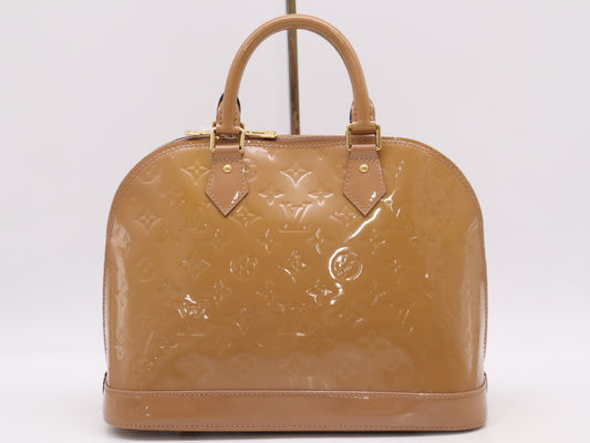 LOUIS VUITTON M91583 Vernis Alma Rose Velour Handbag with Cloche