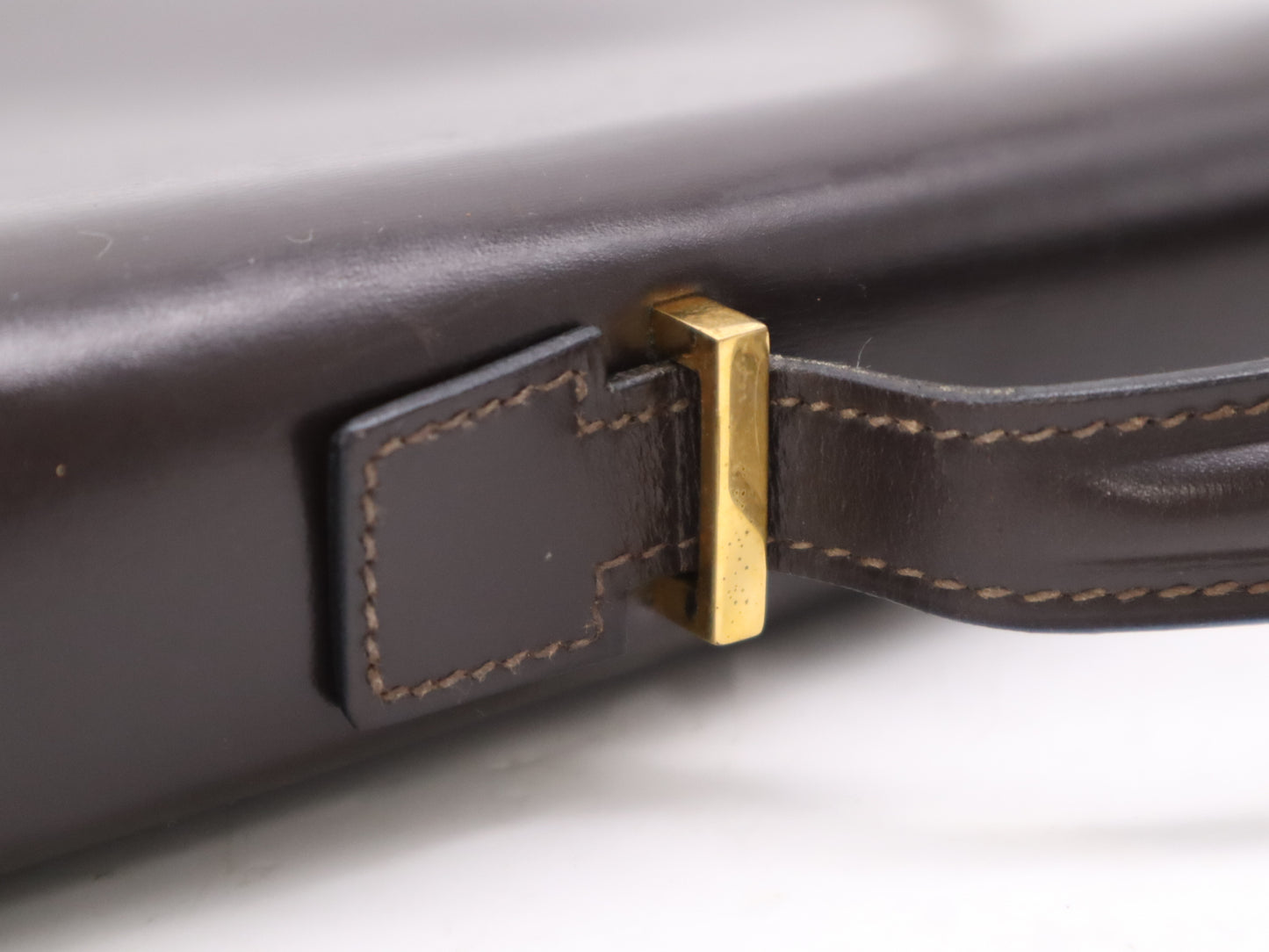 HERMES Leather Kelly Cross Briefcase, Brown, K Stamp, 1981, Business Bag