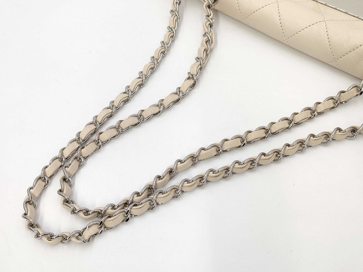 CHANEL CHANEL Shoulder Bag 2.55 East West White with Seal Chain Shoulder Bag