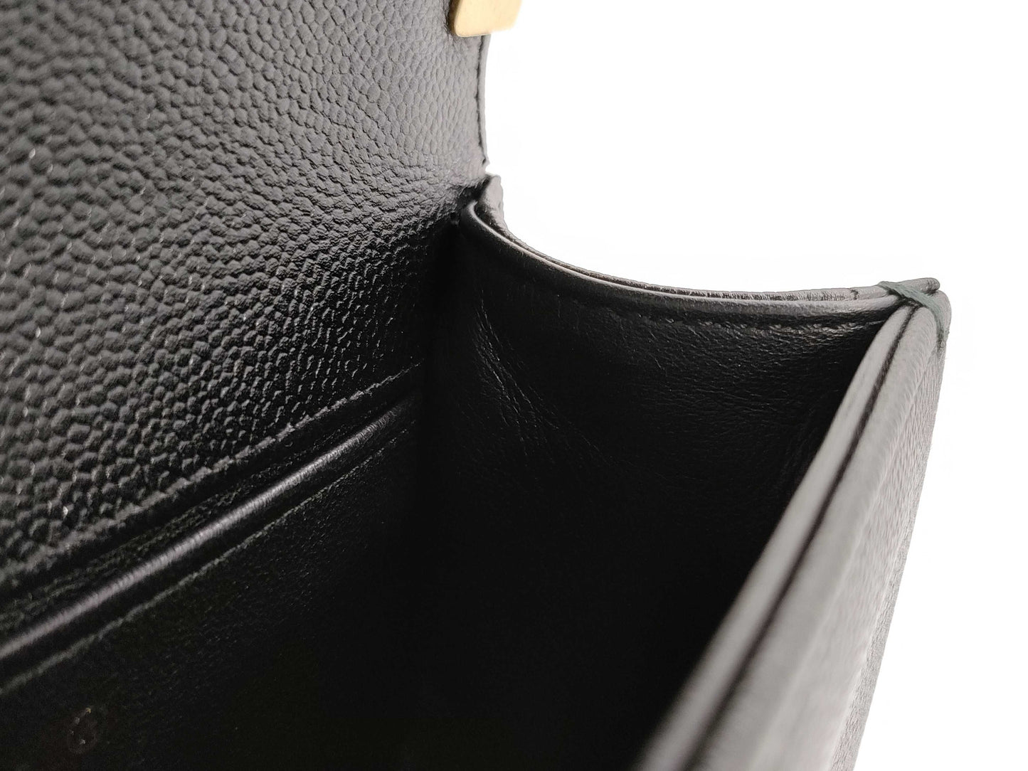 CHANEL Boy Chanel Round Caviar Leather Shoulder Bag with Gold Hardware and Chain Serial Number Plate in Black