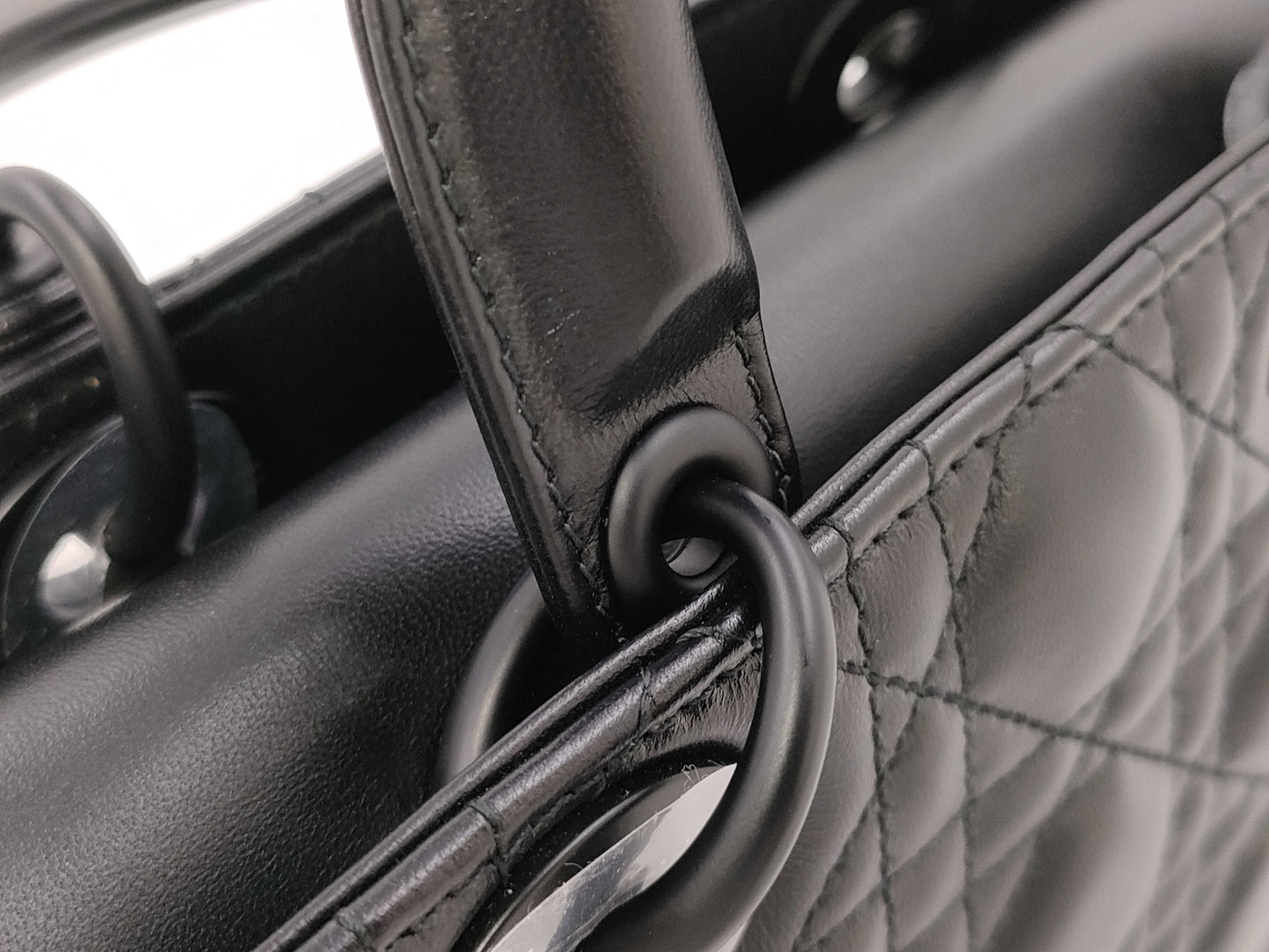 Dior Christian Dior Lady Dior Cannage Black Hardware 2-Way Handbag Shoulder Bag Leather Black Handbag