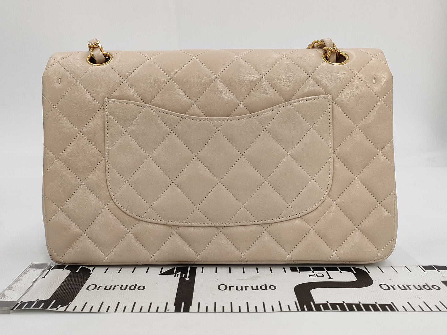 CHANEL Matelasse 25 Beige Lambskin Shoulder Bag with Box and Guarantee Card