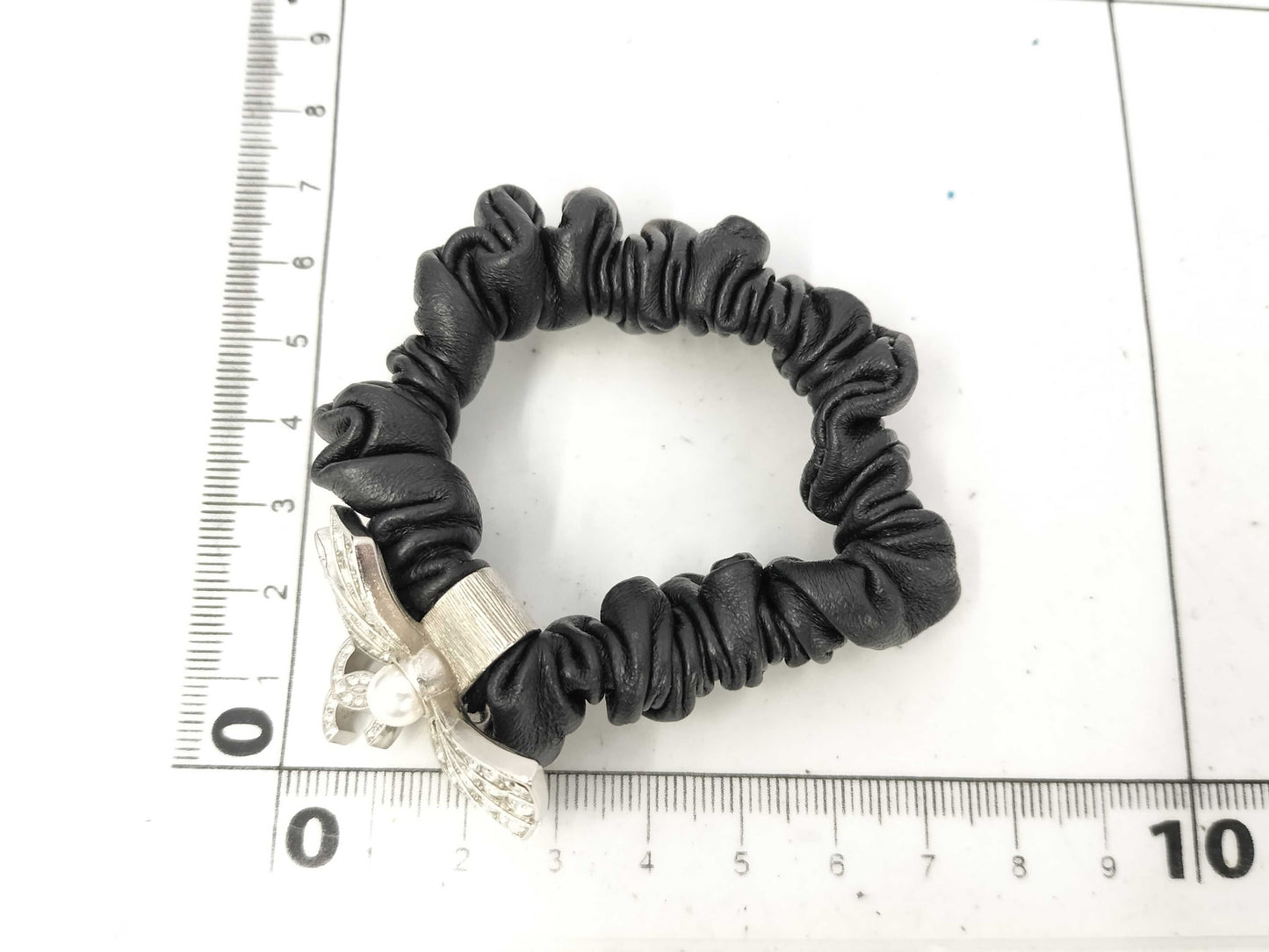 CHANEL Scrunchie Hair Accessory Bracelet Lambskin Ribbon Coco Mark A22P Hair Accessory