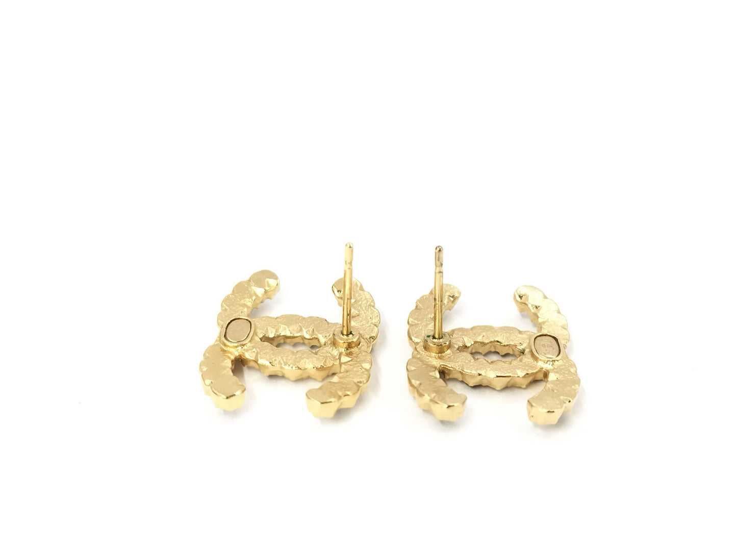 CHANEL Coco Mark Black x Clear Stone Pearl A21V Earrings