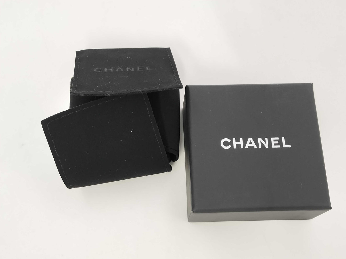 CHANEL Coco Mark Black x Clear Stone Pearl A21V Earrings