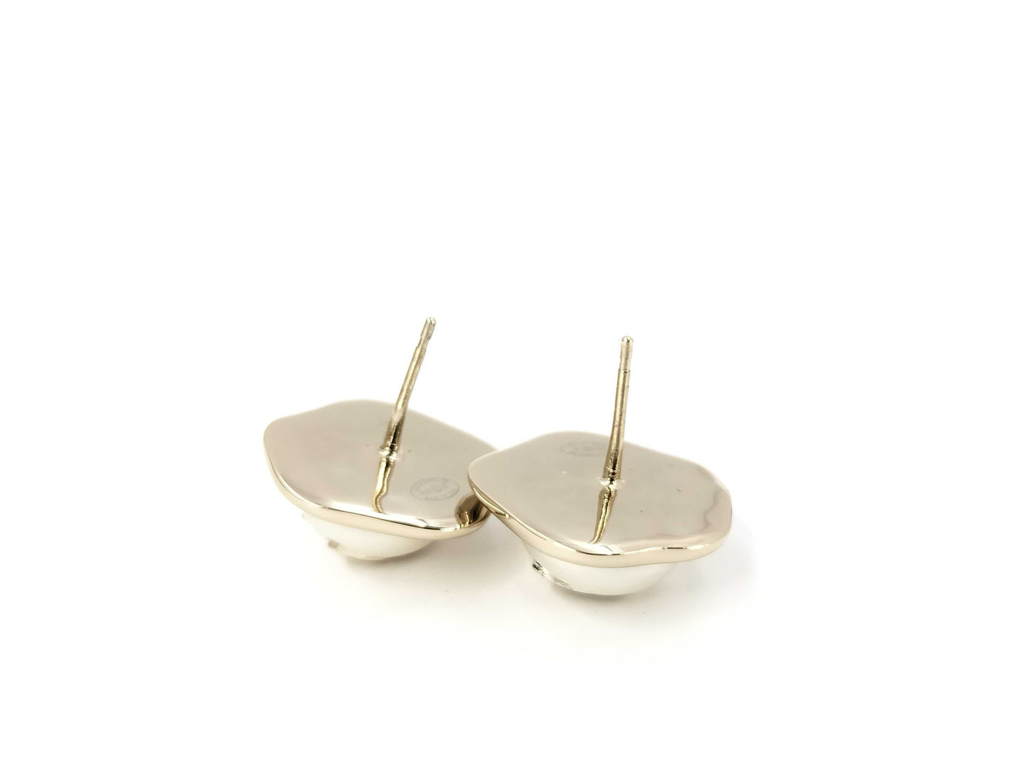 CHANEL Pentagonal Pearl Earrings with Coco Mark and Rhinestones B22S