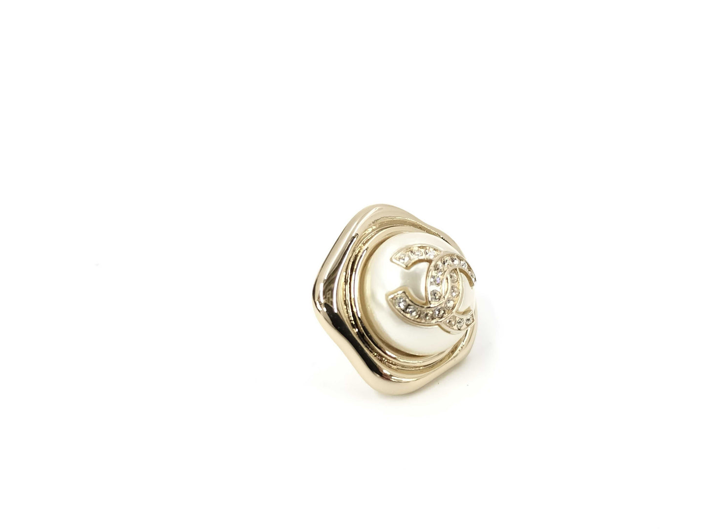 CHANEL Pentagonal Pearl Earrings with Coco Mark and Rhinestones B22S